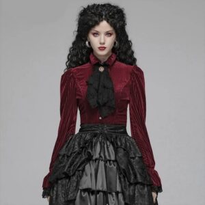 Victorian Gothic Velvet Corduroy Blouse with flared sleeves